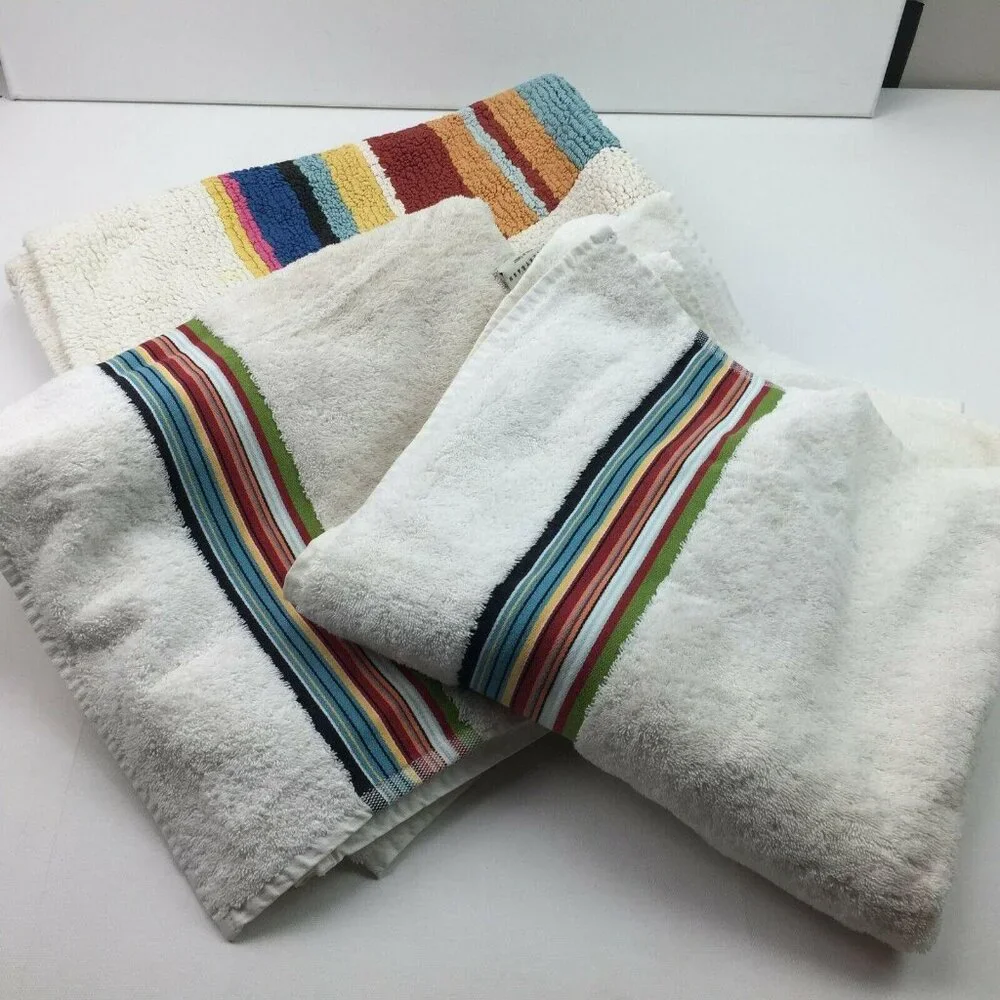 Pottery Barn Puravida Bathroom Cotton Hand Towel Bath Mat Set Pura Vida